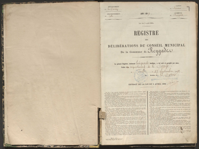 Délibérations du conseil municipal. 13 novembre 1892-12 mars 1899