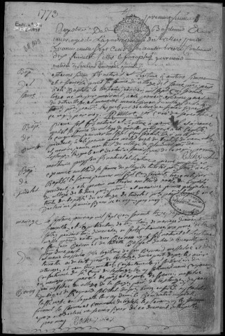 Baptêmes, mariages, sépultures (1773-1782)
