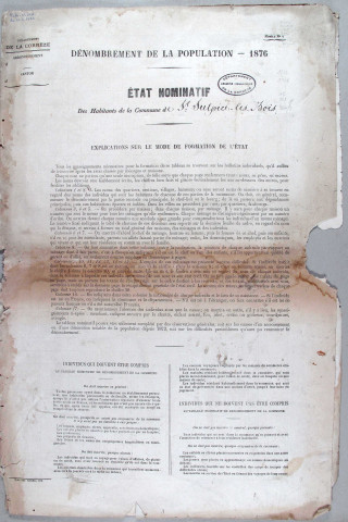Population : listes nominatives. 1876-1962