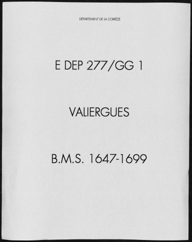 Baptêmes, mariages, sépultures (1647-1699)