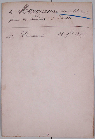 Répertoire alphabétique sur fiches : Marquaire-Materre