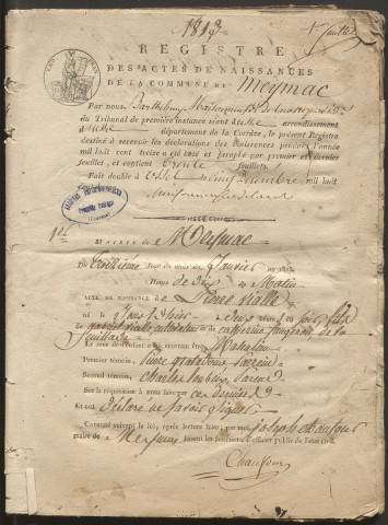 Naissances, mariages, décès (1813-1817)