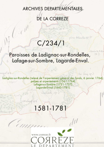 Paroisses de Ladignac-sur-Rondelles, Lafage-sur-Sombre, Lagarde-Enval.