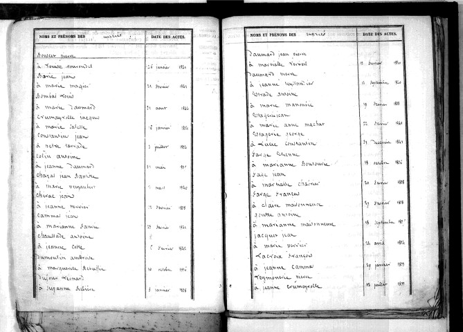 Tables décennales des mariages (1833-1842)