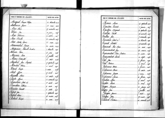 Tables décennales des décès (1883-1892)