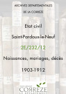 Naissances, mariages, décès (1903-1912).