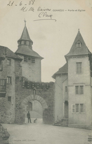Corrèze : "Corrèze - Porte et église".