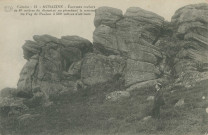 Aubazine : "12 - Corrèze - Aubazine - Enormes rochers de 40 mètres de diamètre surplombant le sommet du Puy de Pauliac à 500 mètres d'altitude".