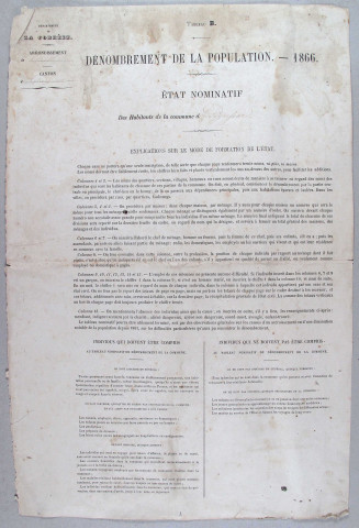 Population : listes nominatives. 1866