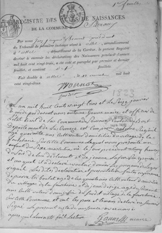 Naissances, mariages, décès (1823-1832)