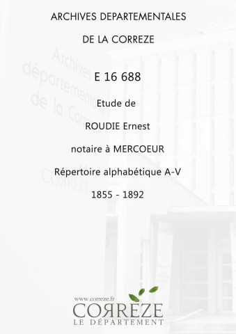 Répertoire alphabétique : A-V