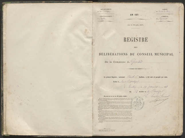 Délibérations du conseil municipal. 21 janvier 1878-10 juin 1888
