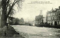 "Les inondations de Tulle, 24 mars 1912. le nouveau Pont et les chantiers du Palais-de-Justice".
