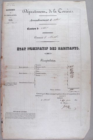Population : listes nominatives. 1841-1872