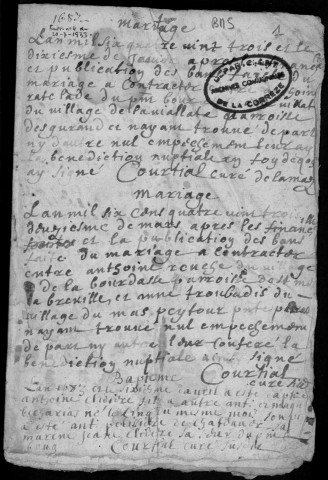 Baptêmes, mariages, sépultures (1683-1762)