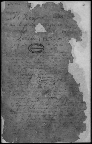 Baptêmes, mariages, sépultures (1723-1746)