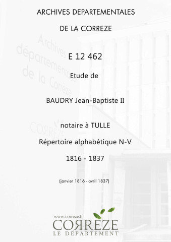 Répertoire alphabétique : N-V
