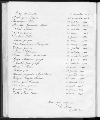 Tables décennales des mariages (1943-1952)