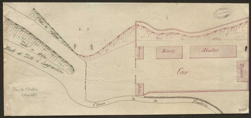 Abattoir : construction, 1846-1873 ; réparations, 1881-1929.