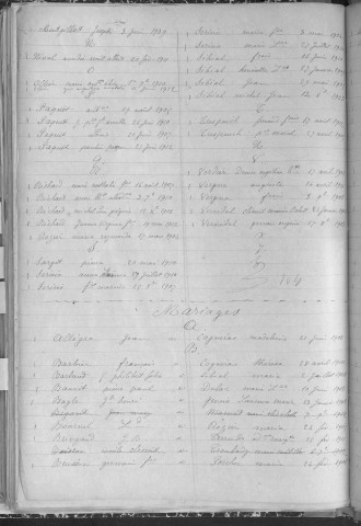 Tables décennales des naissances (1903-1912)