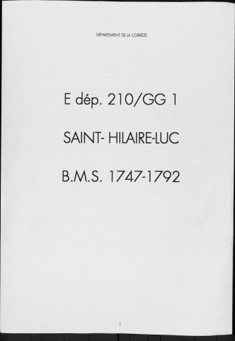 Baptêmes, mariages, sépultures (1747-1792)