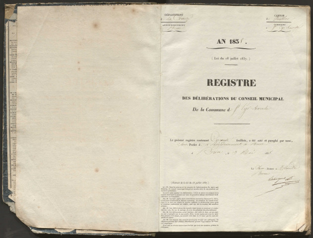 Délibérations du conseil municipal. 13 mai 1838-24 mai 1854