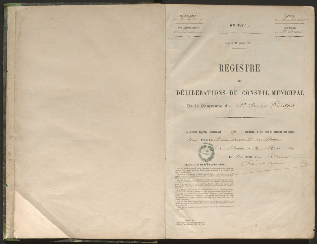 Délibérations du conseil municipal. 19 novembre 1876-4 décembre 1892