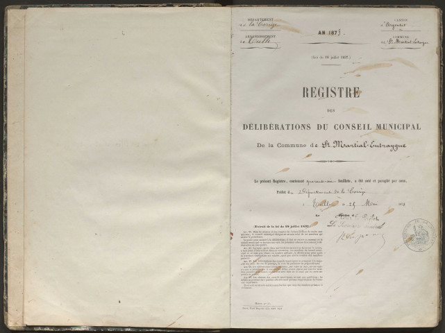 Délibérations du conseil municipal. 18 mai 1873-20 novembre 1881