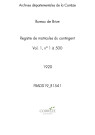 Classe 1920 : matricules 1 à 500.