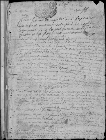 Baptêmes, mariages, sépultures (1696-1751)