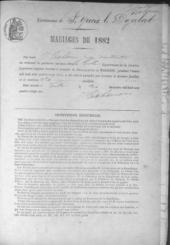 Mariages (1882-1902)