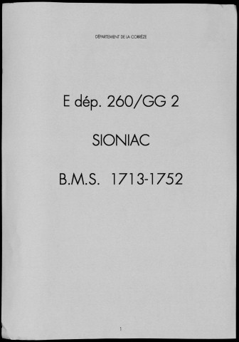 Baptêmes, mariages, sépultures (1713-1752)