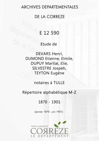 Répertoire alphabétique : M-Z