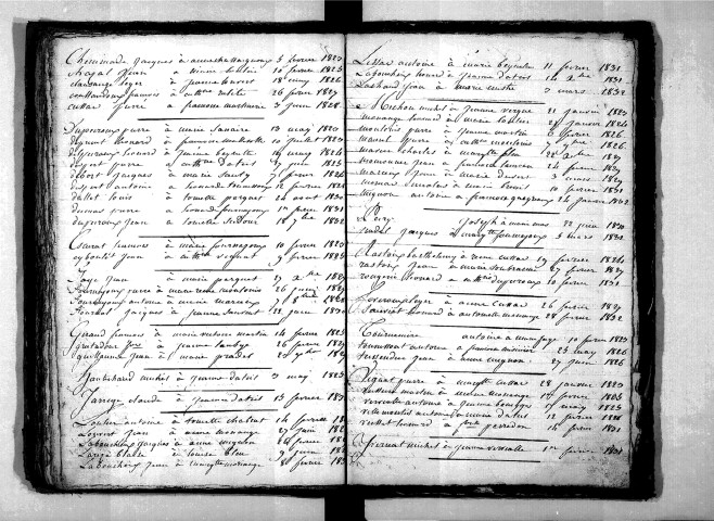 Tables décennales des mariages (1823-1832)