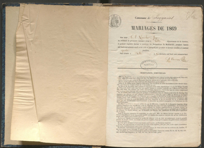 Mariages (1869-1881)