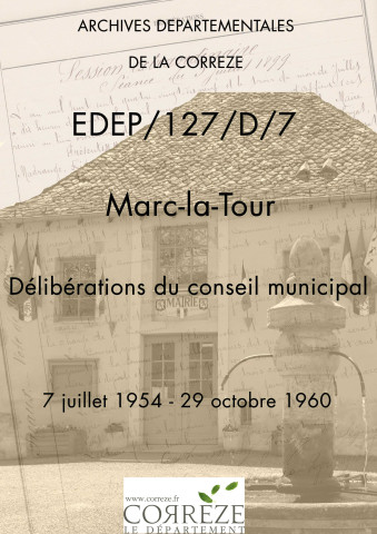 Délibérations du conseil municipal. 07 juillet 1954-29 octobre 1960