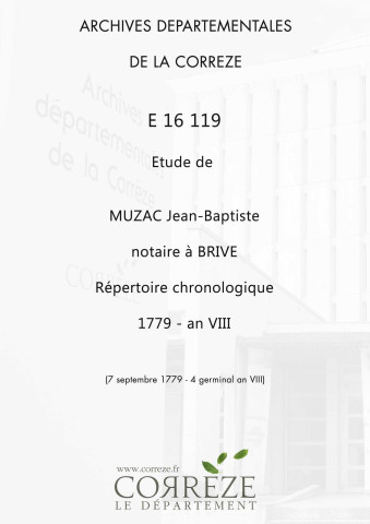 Répertoire chronologique : 7 septembre 1779-4 germinal an VIII