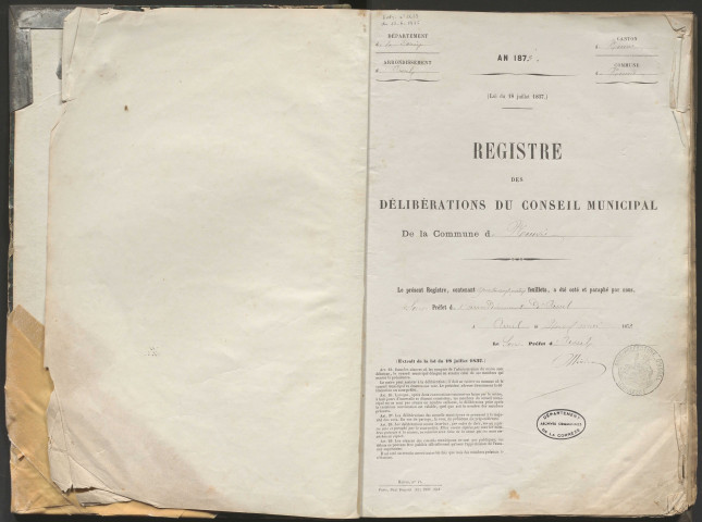 Délibérations du conseil municipal. 11 mai 1873-10 novembre 1878