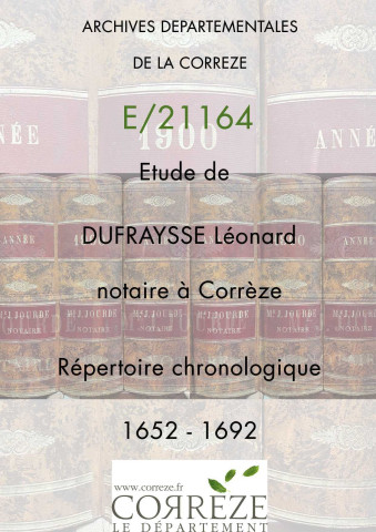 répertoire chronologique : 1652-1692