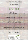 répertoire chronologique : 1652-1692