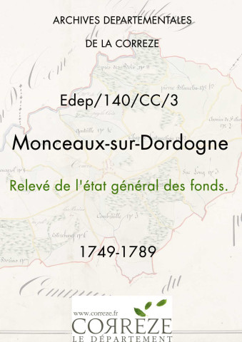 Relevé de l'état général des fonds. 1749-1789