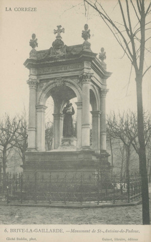 Brive-la-Gaillarde : "6. Brive-la-Gaillarde. - Monument de St-Antoine-de-Padoue.".