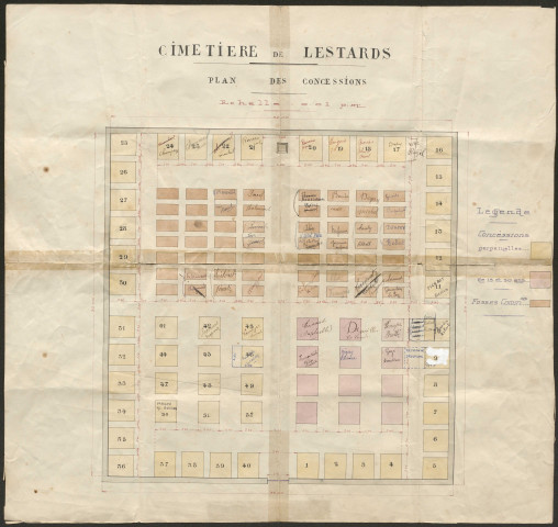 Plan des concessions du cimetière.