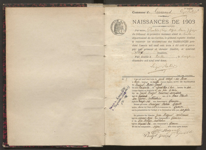 Naissances (1903-1921).