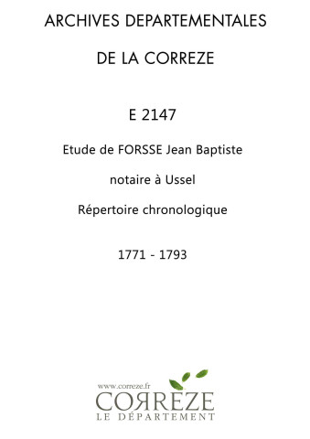 Répertoire chronologique : 1771-1793