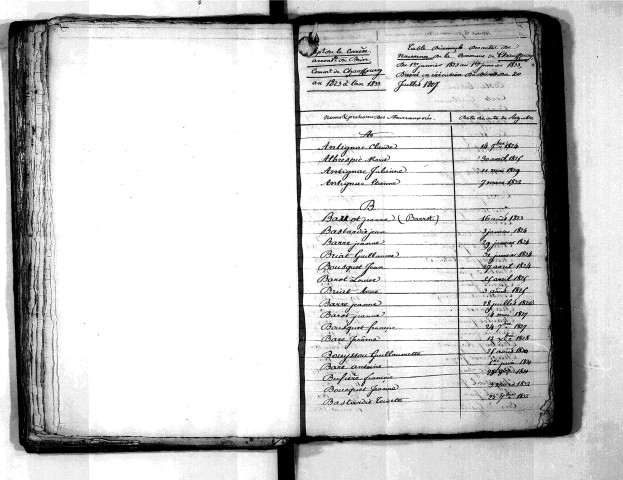 Tables décennales des naissances (1823-1832)