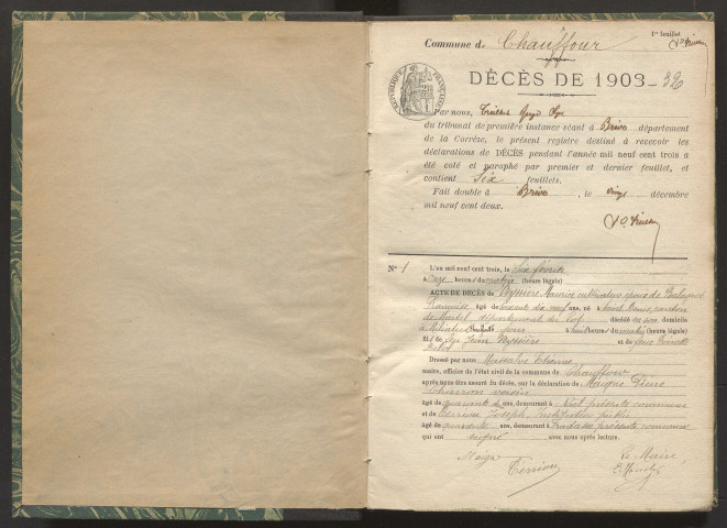 Décès (1903-1932).