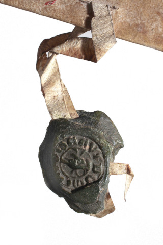 Vidimus de l'official de Limoges d'une charte par laquelle Pierre et Gui de Chanac cèdent le bien-fonds du Solar à Seilhac à Gérald Maynart, de Seilhac (parchemin, latin). 1265