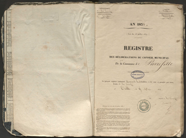 Délibérations du conseil municipal. 20 mai 1838-23 juin 1853