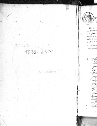 Naissances, mariages, décès (1823-1832)